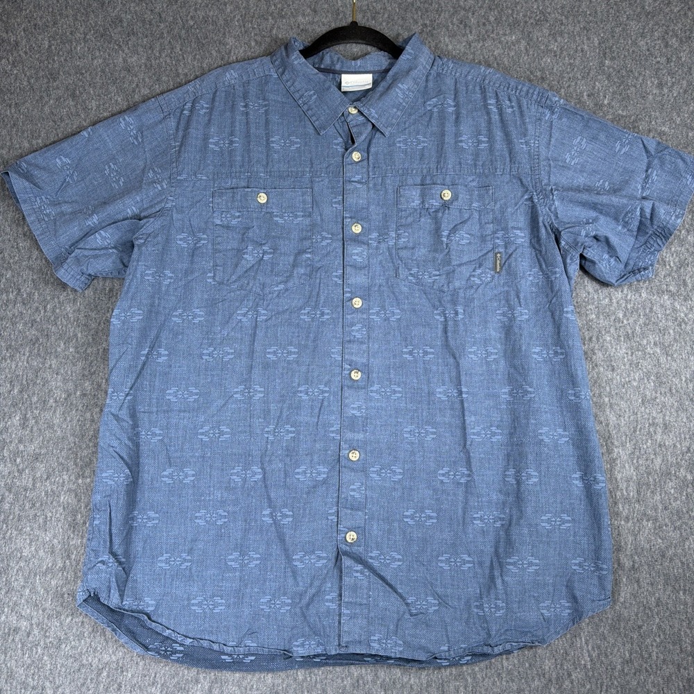 Columbia PFG Shirt Men's XL Fishing Blue Short Sleeve Outdoors